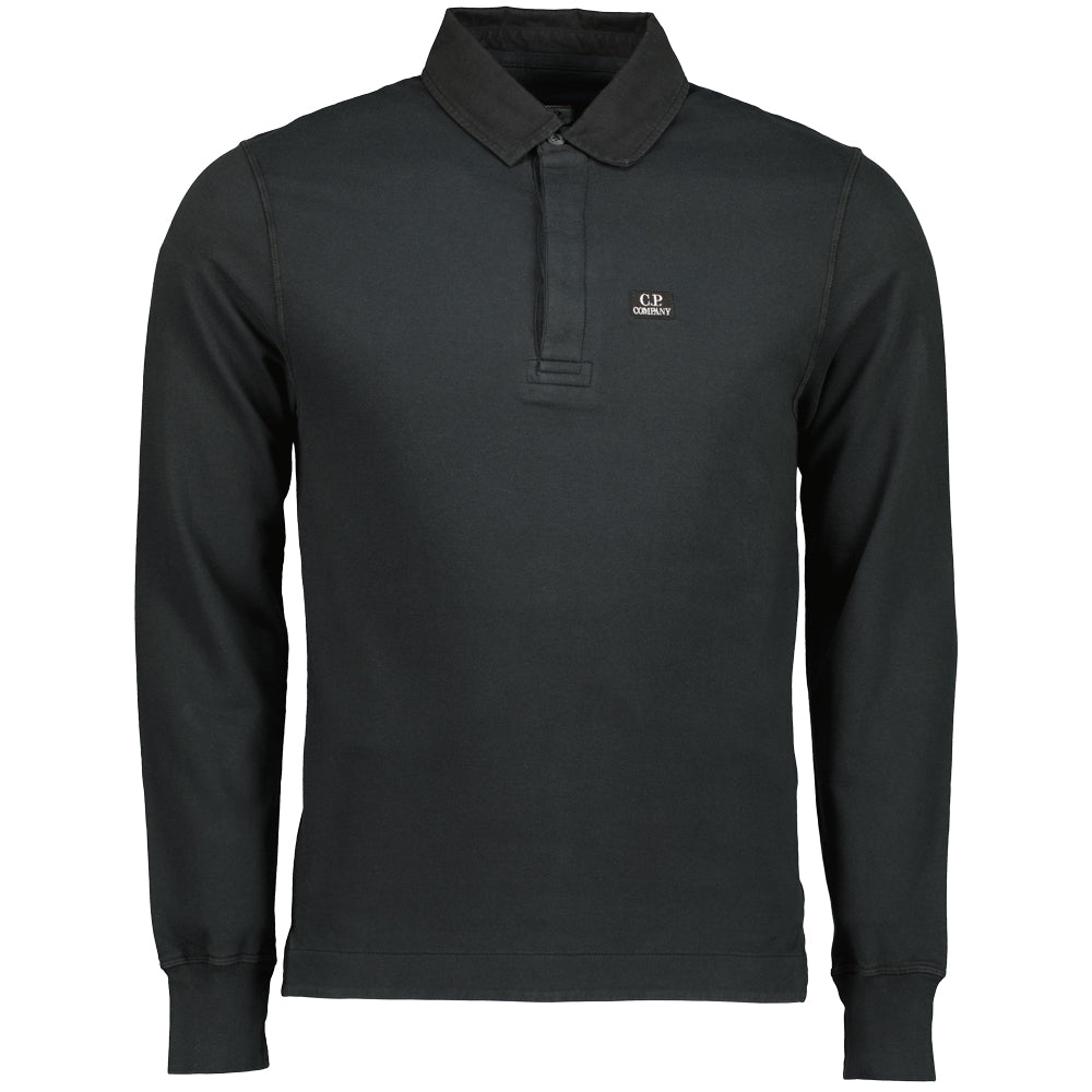 C.P. Company Light Fleece Polo Collared Sweatshirt Black