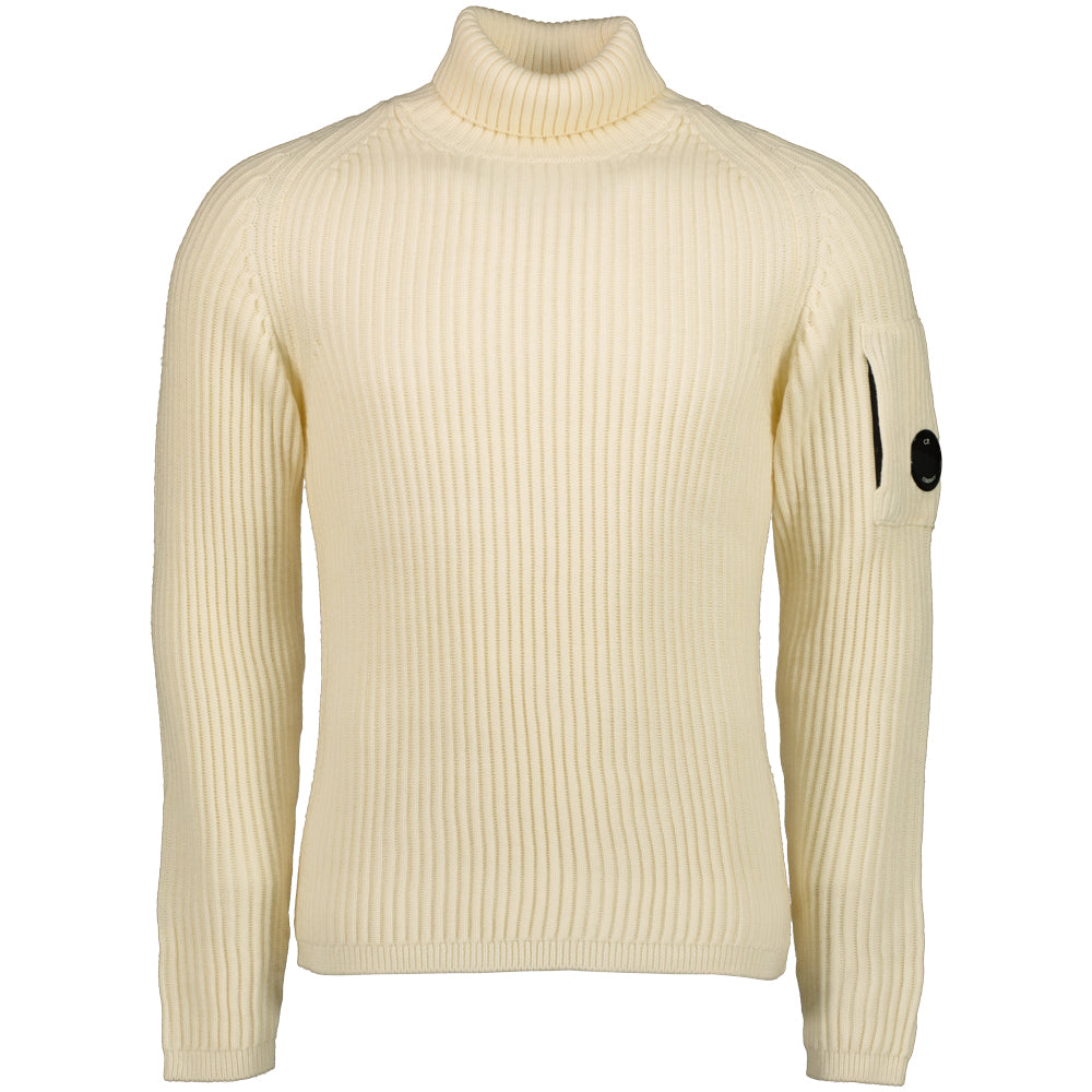 【送料&関税込】C.P. Company Wool Blend Turtleneck Sweater C.P. Company | Re-Wool Turtleneck Lens Knit - Gauze White