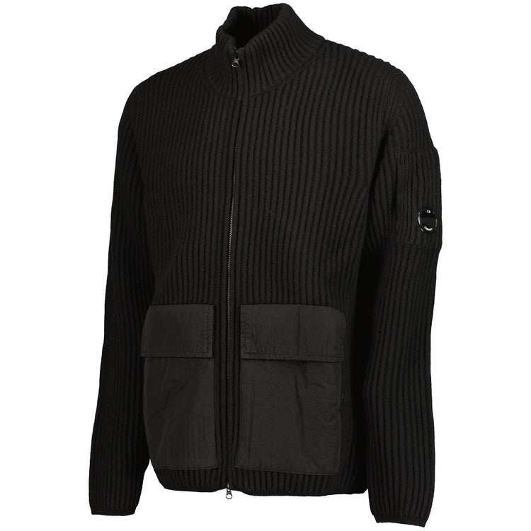 Lambswool Mixed Zipped Lens Cardigan - Casual Basement