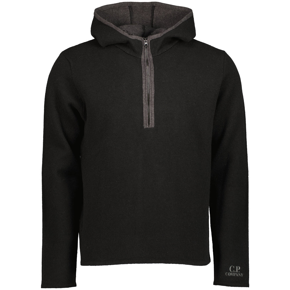 C.P. Company | Embroidered Cuff Logo Quarter Zip Knit - Ivy