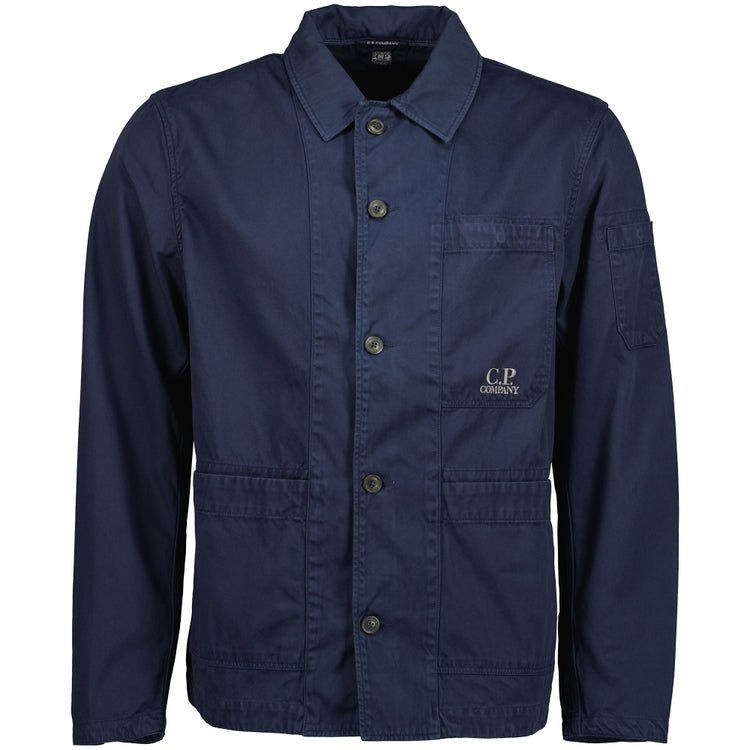 Military Twill Embroidered Logo Overshirt - Casual Basement