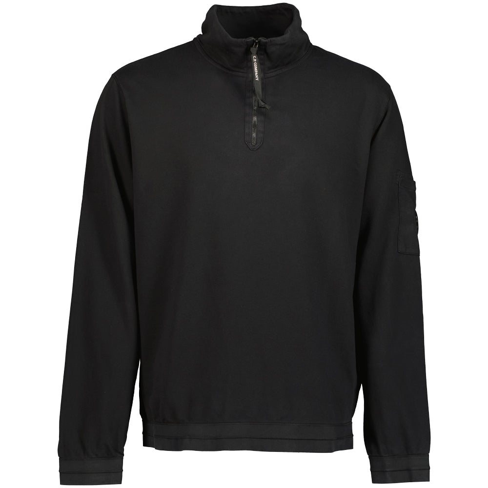 C.P. Company | Light Fleece Polo Collar Lens Sweatshirt - Black C.P. Company | Light Fleece Polo Collar Lens Sweatshirt - Black