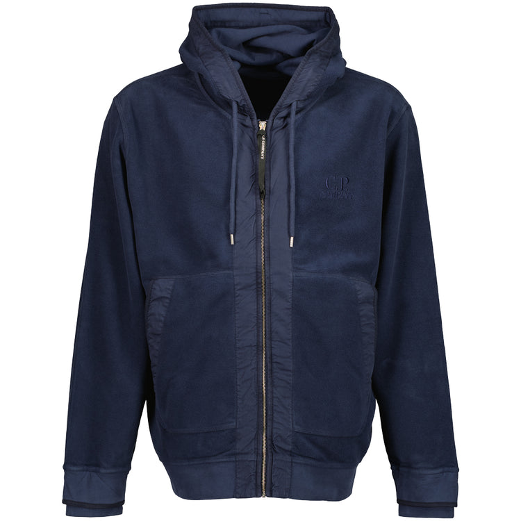 Brushed Fleece Zipped Logo Hoodie - Casual Basement