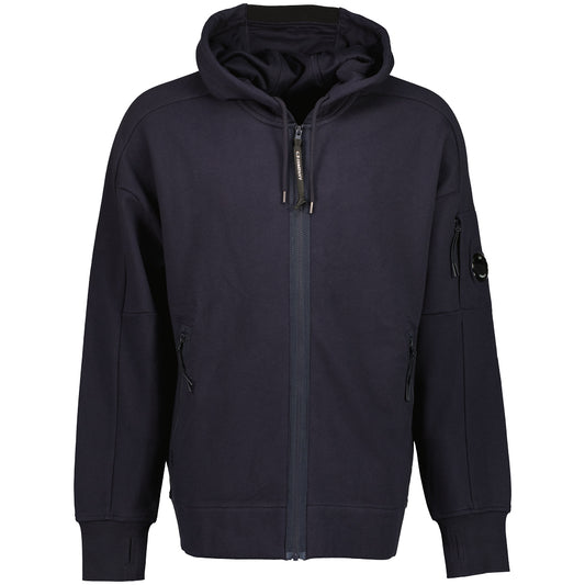 Diagonal Raised Fleece Lens Zip Hoodie - Casual Basement