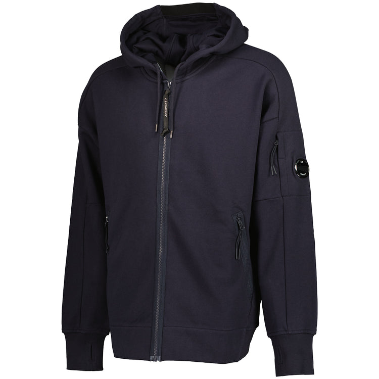 Diagonal Raised Fleece Lens Zip Hoodie - Casual Basement