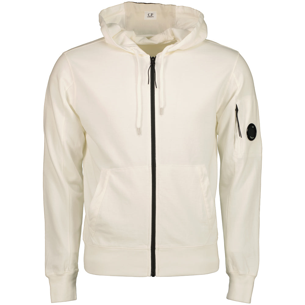 C.P. Company | Light Fleece Lens Zip Hoodie - Gauze White