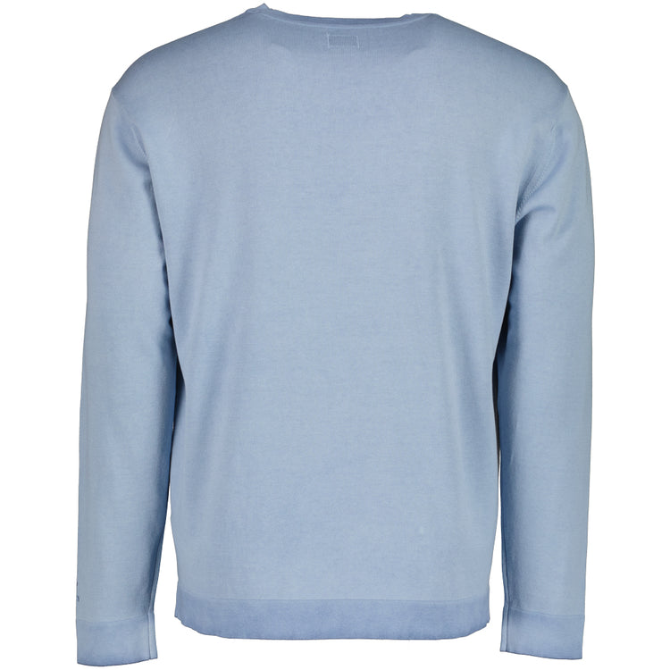 Cotton Crepe Crewneck Cuff Logo Knit - Casual Basement