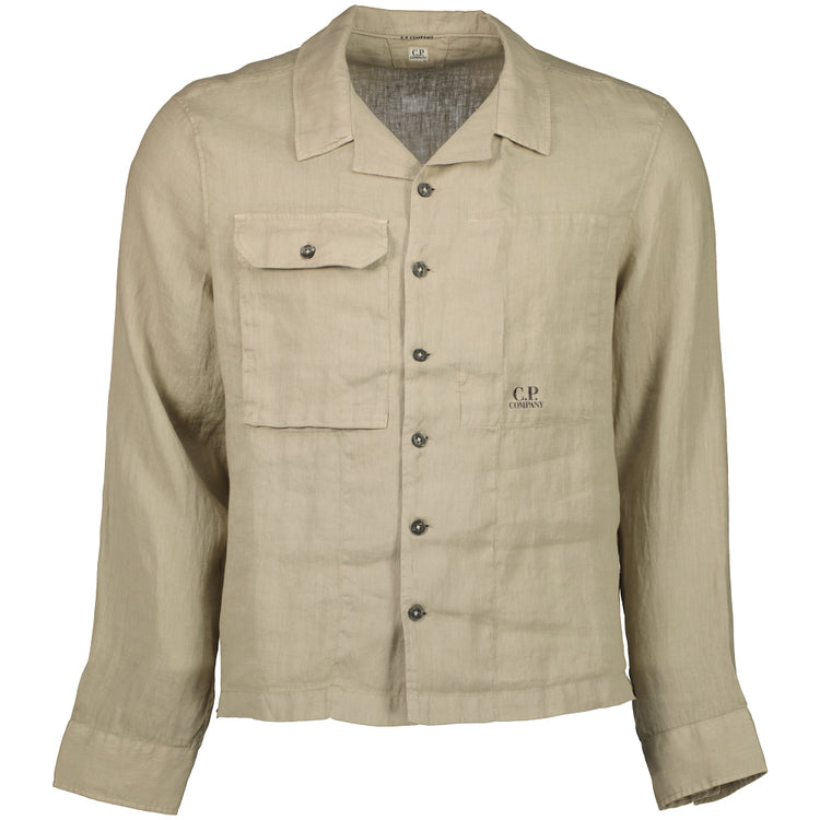 Long Sleeve Linen Overshirt - Casual Basement