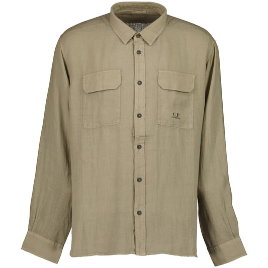 Long Sleeve Linen Overshirt - Casual Basement