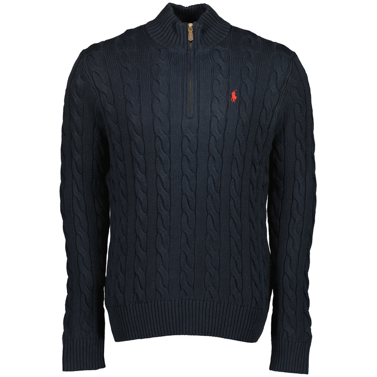 Cable-Knit Quarter Zip Jumper