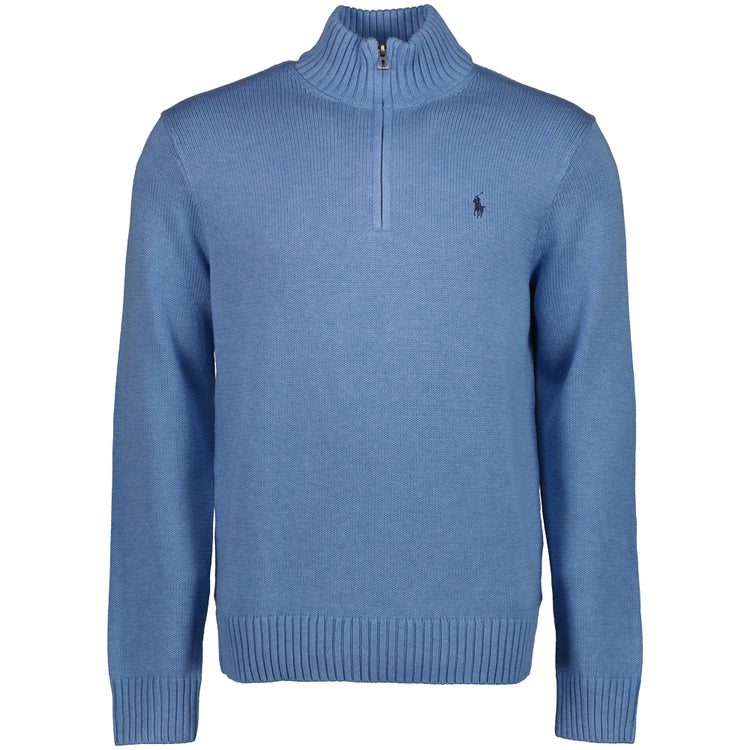 Mesh-Knit Cotton Quarter Zip Jumper