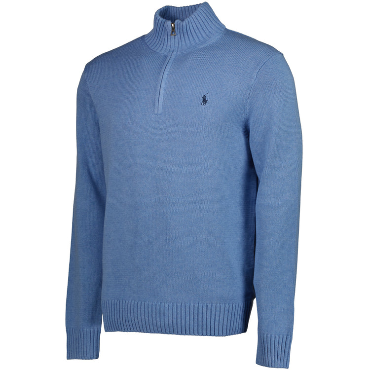 Mesh-Knit Cotton Quarter Zip Jumper