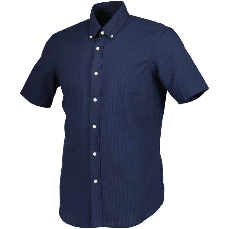 Custom Fit Short Sleeve Seersucker Shirt - Casual Basement