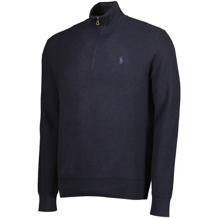 Mesh-Knit Cotton Quarter Zip Jumper