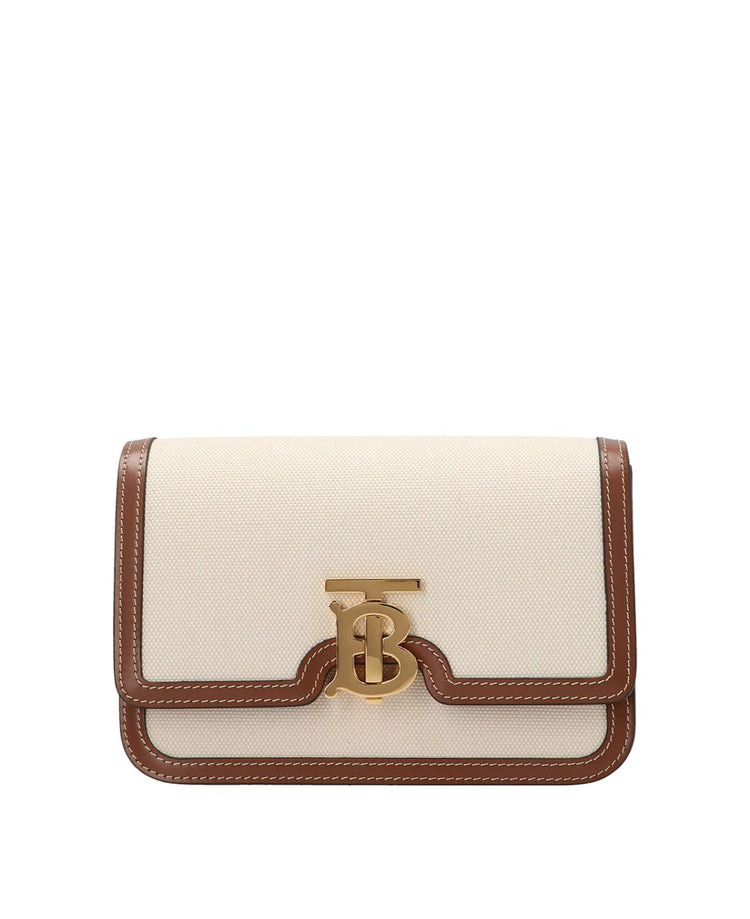 Small TB Canvas & Leather Shoulder Bag