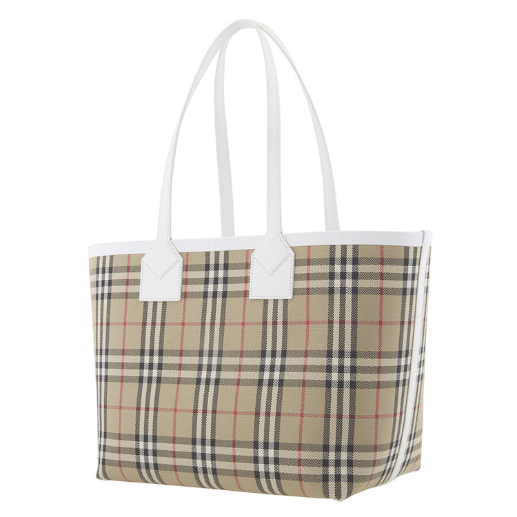 Check Cotton Canvas Medium London Tote