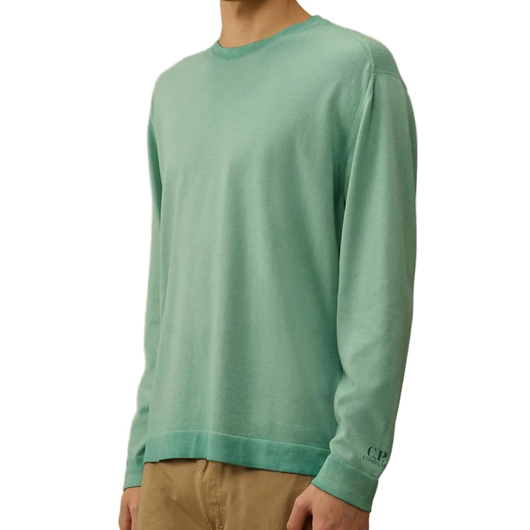 Cotton Crepe Crewneck Cuff Logo Knit (TBC) - Casual Basement