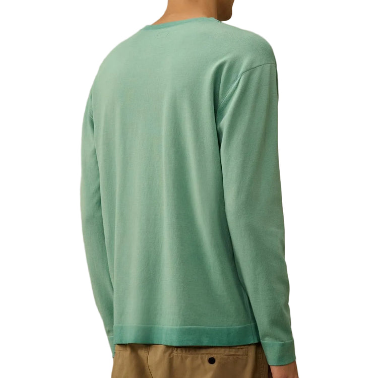 Cotton Crepe Crewneck Cuff Logo Knit (TBC) - Casual Basement