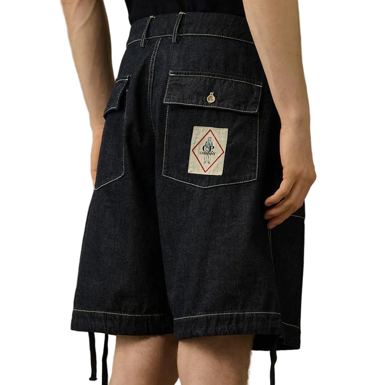 Denim Pocket Logo Patch Shorts - Casual Basement
