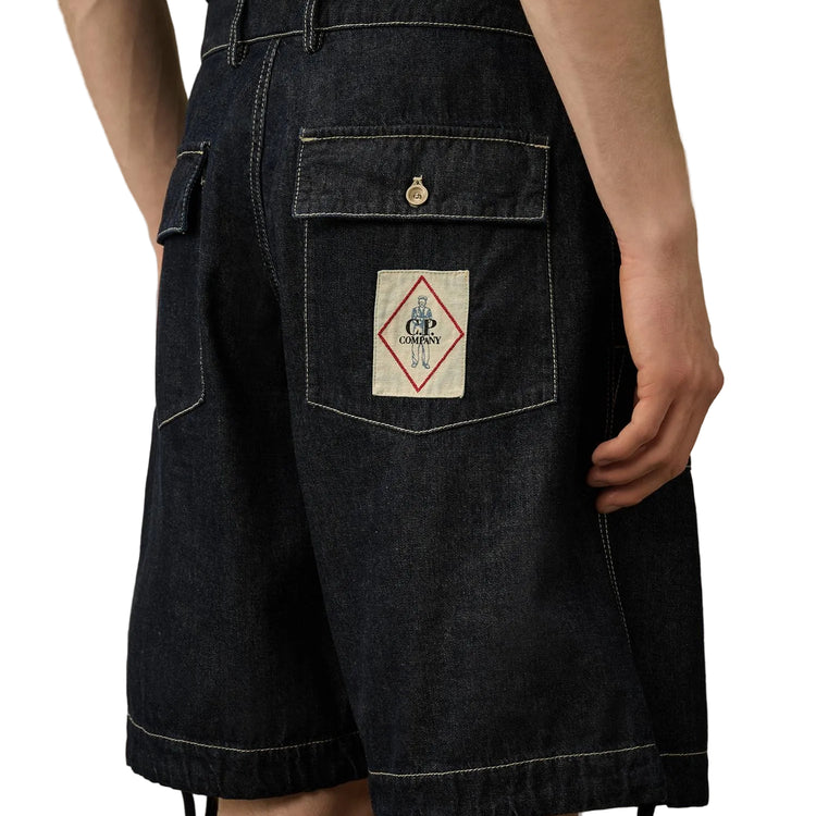 Denim Pocket Logo Patch Shorts - Casual Basement