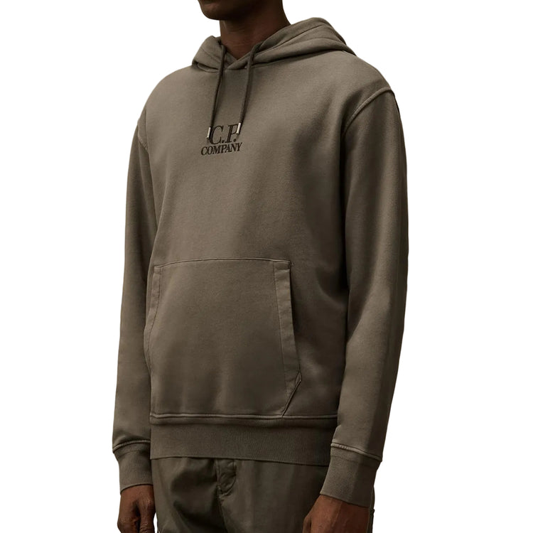 Diagonal Fleece Resist Dyed Logo Hoodie - Casual Basement