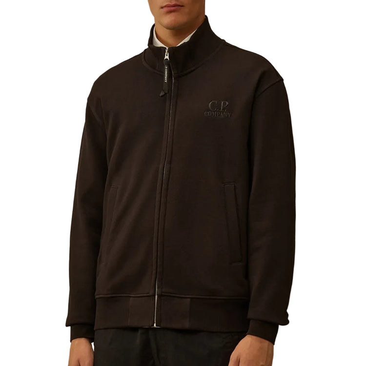 Diagonal Fleece Zip Logo Sweatshirt