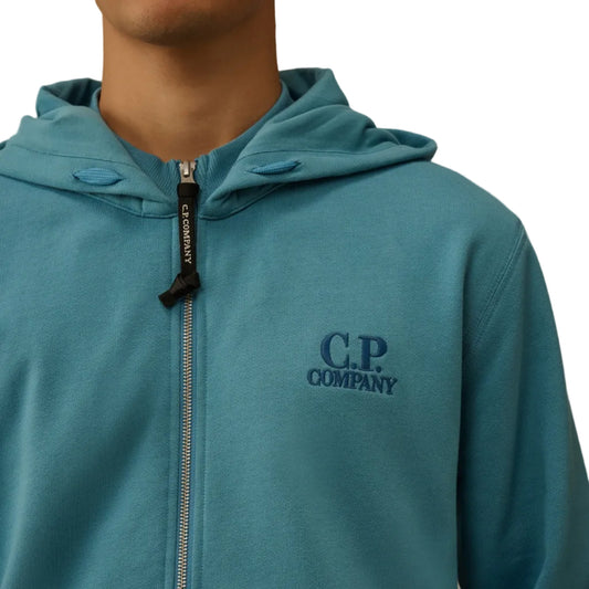 Diagonal Fleece Zip Logo Hoodie - Casual Basement
