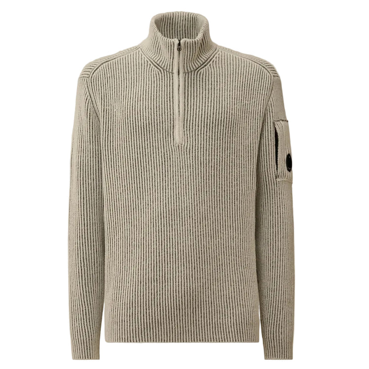 Polo Collar Quarter Zip Lens Fleece Knit