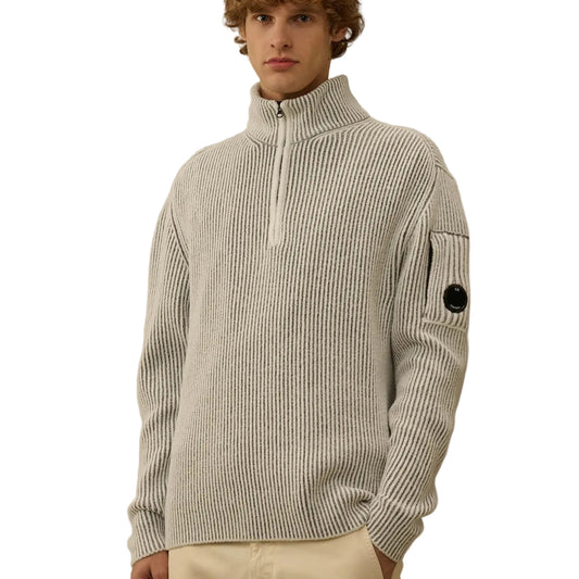 Polo Collar Quarter Zip Lens Fleece Knit