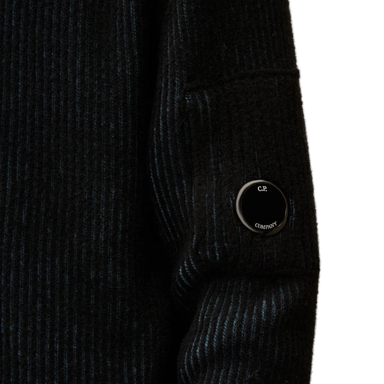 Fleece Knit Zip Lens Hooded Cardigan