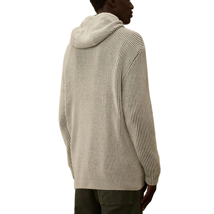 Fleece Knit Zip Lens Hooded Cardigan