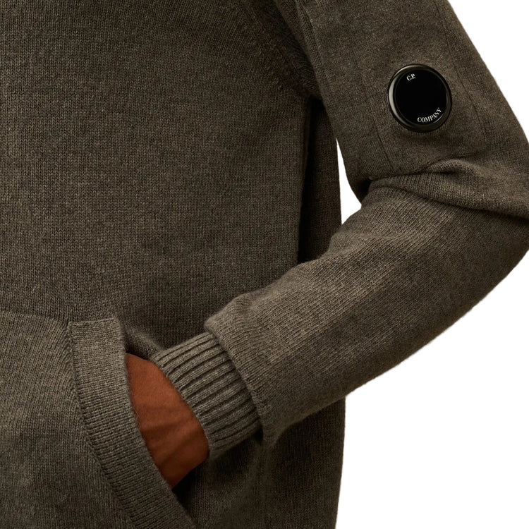 Lambswool Zip-Up Lens Cardigan