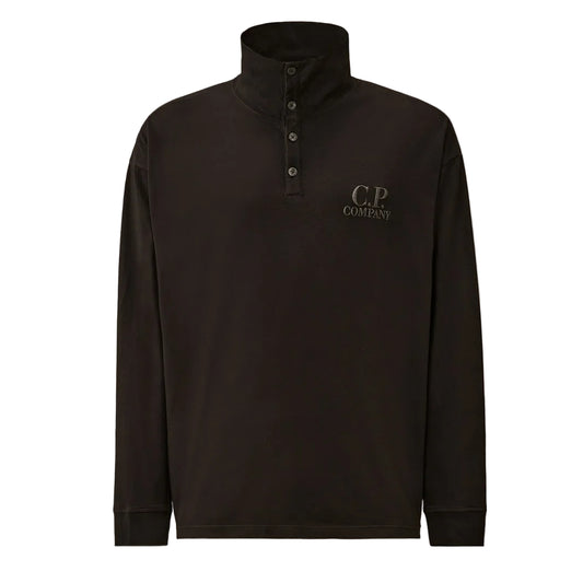 Long Sleeve Embroidered Logo Jersey Polo - Casual Basement