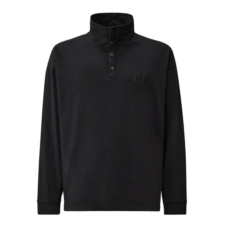 Long Sleeve Embroidered Logo Jersey Polo - Casual Basement