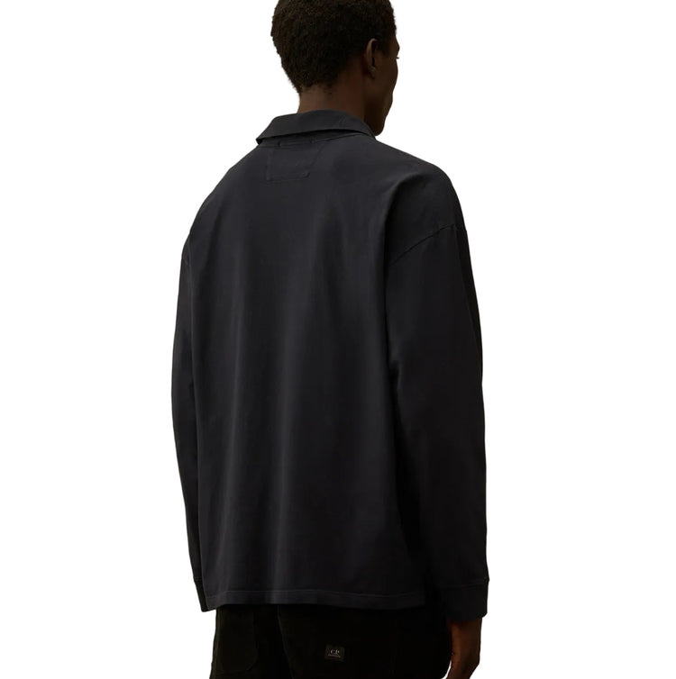 Long Sleeve Embroidered Logo Jersey Polo - Casual Basement
