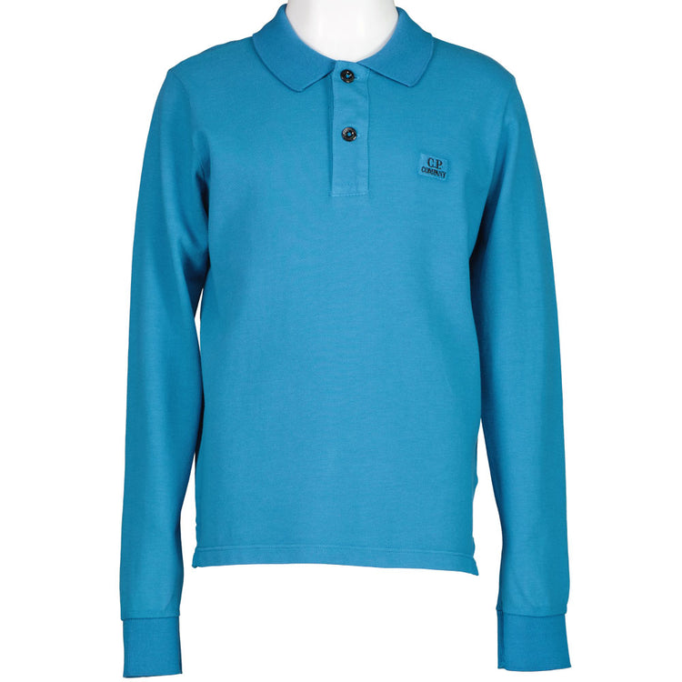 C.P. Junior Long Sleeve Logo Patch Polo Shirt - Casual Basement
