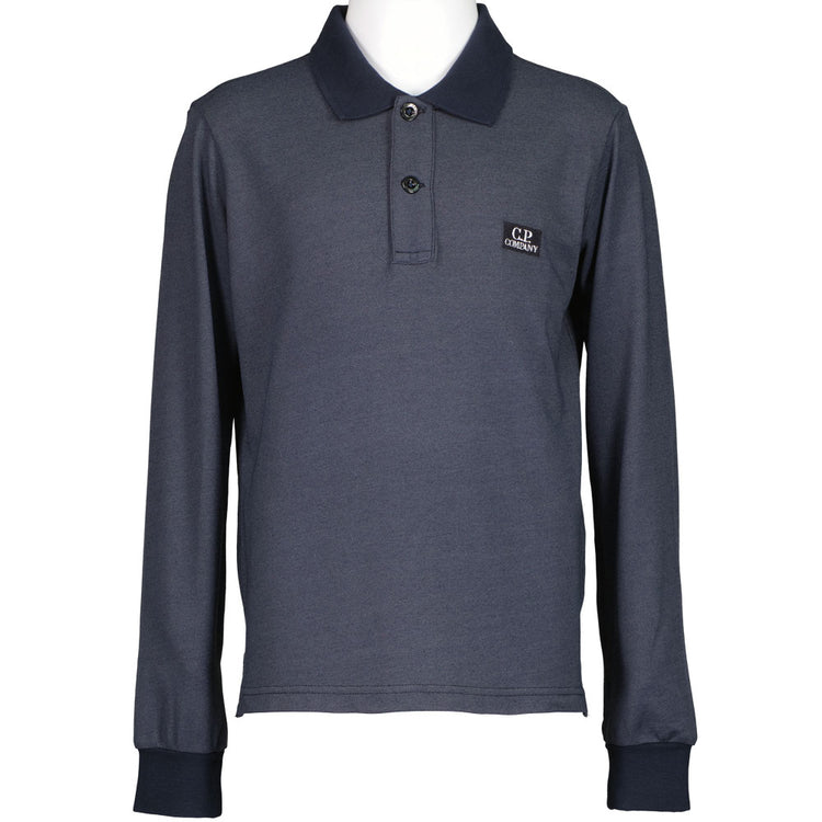 C.P. Junior Long Sleeve Logo Patch Polo Shirt - Casual Basement