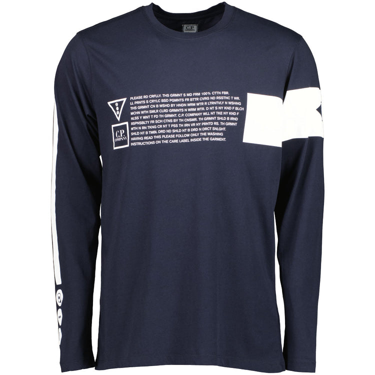 C.P. Text Print Long Sleeve T-Shirt - Casual Basement