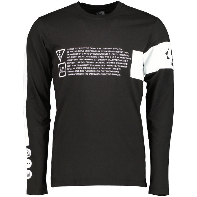 C.P. Text Print Long Sleeve T-Shirt - Casual Basement