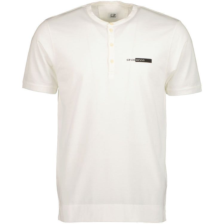 C.P. Micronet Piqué Button Up Logo Print T-Shirt - Casual Basement