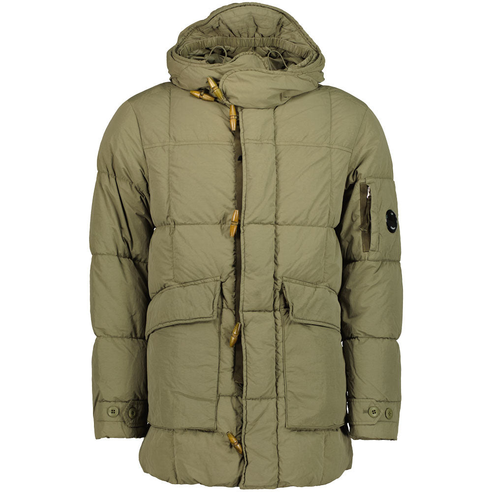 C.P. Company | Long Flatt Nylon Down Lens Jacket - Stone Grey