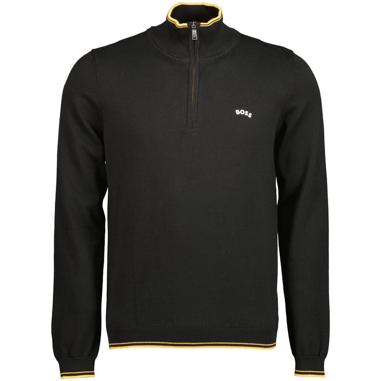 Quarter Zip Embossed Logo Knit - Casual Basement