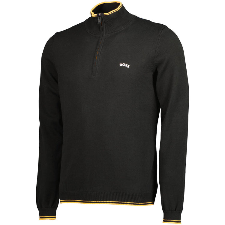 Quarter Zip Embossed Logo Knit - Casual Basement