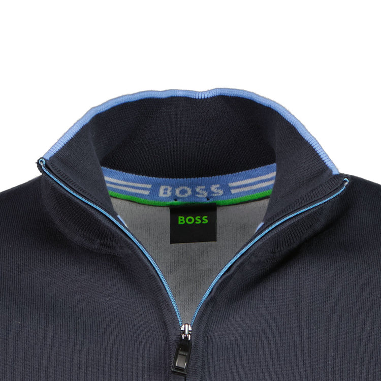 Quarter Zip Embossed Logo Knit - Casual Basement