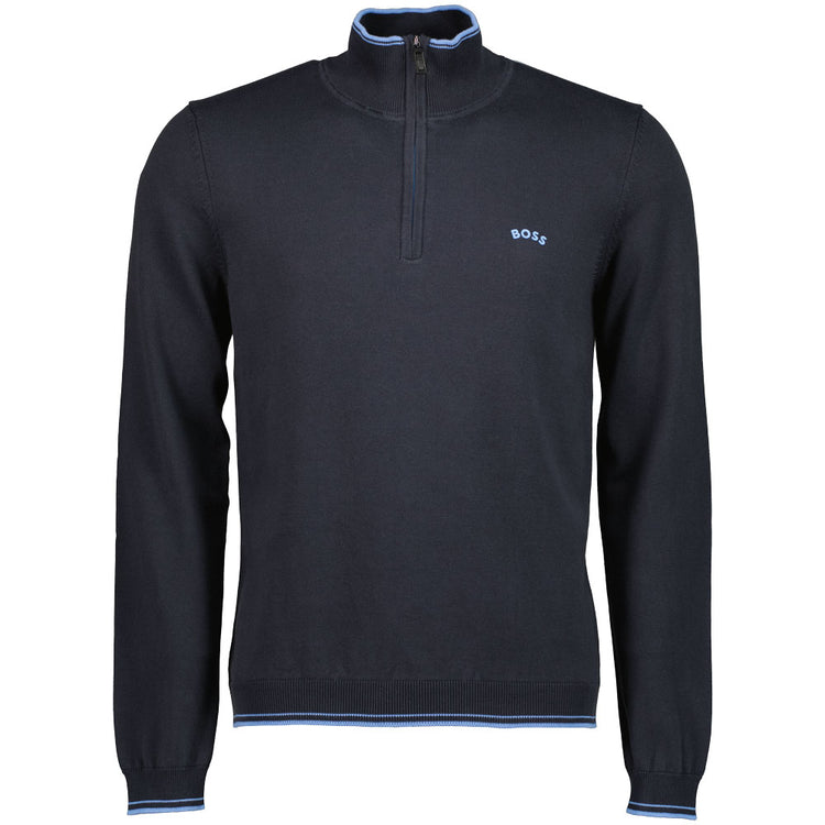 Quarter Zip Embossed Logo Knit - Casual Basement