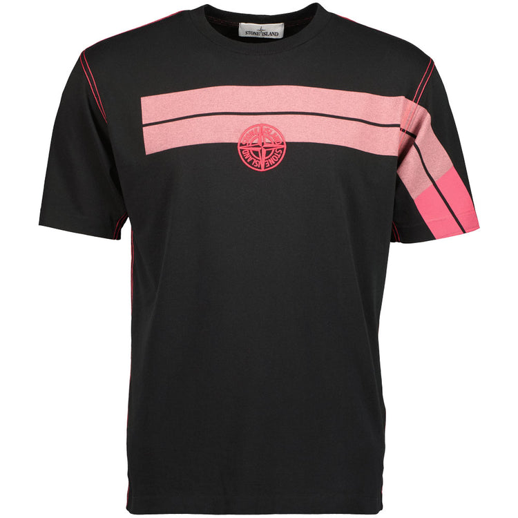 Graphic Stripe Embroidered Logo T-Shirt - Casual Basement