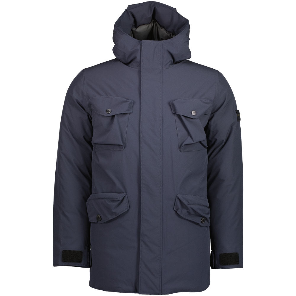 Stone Island Junior Junior Hooded Soft Shell Down Jacket Navy