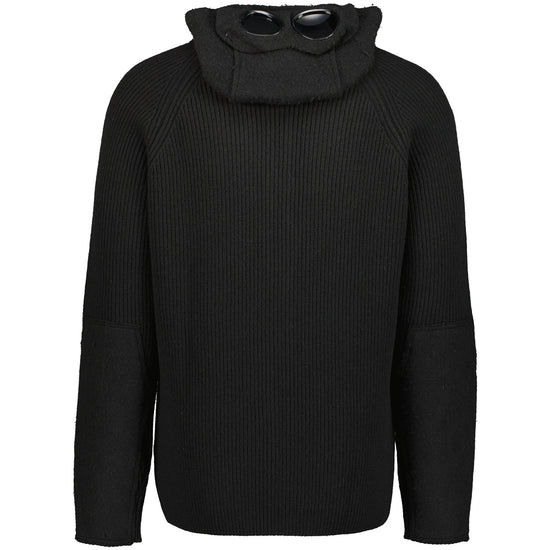 C.P. Company Lambswool Hooded Goggle Knit Black
