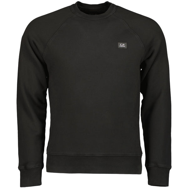 ★CPGN STUDIO_COMPAGNO★ CP Emblem Embroidered Pullover Blac C.P. Company | Brushed Fleece Logo Patch Sweatshirt - Black