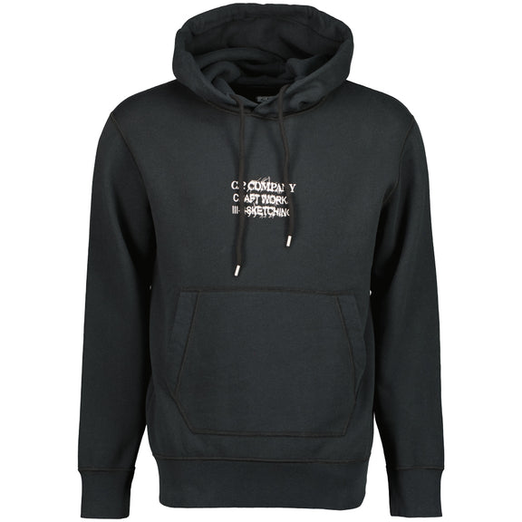 ★C.P. Company★ Cotton Fleece Logo Hood Black 14CMSS137B005 C.P. Company Cotton Fleece Logo Hoodie Black | Cultizm